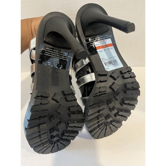 NWT  DKNY Silver Caged Rugged Platform Ralina Stiletto Women Sandals 8M - Picture 5 of 14